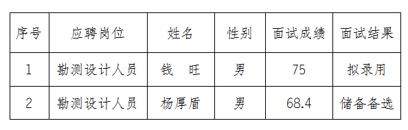 安徽大別山工程咨詢有限公司公開招聘臨時工作人員面試結(jié)果公示